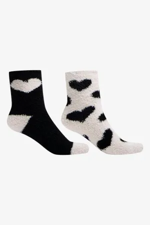 2 Pack Heart Chunky Socks Black