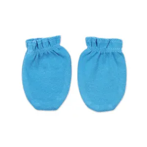 Aqua Plain Cotton Mittens