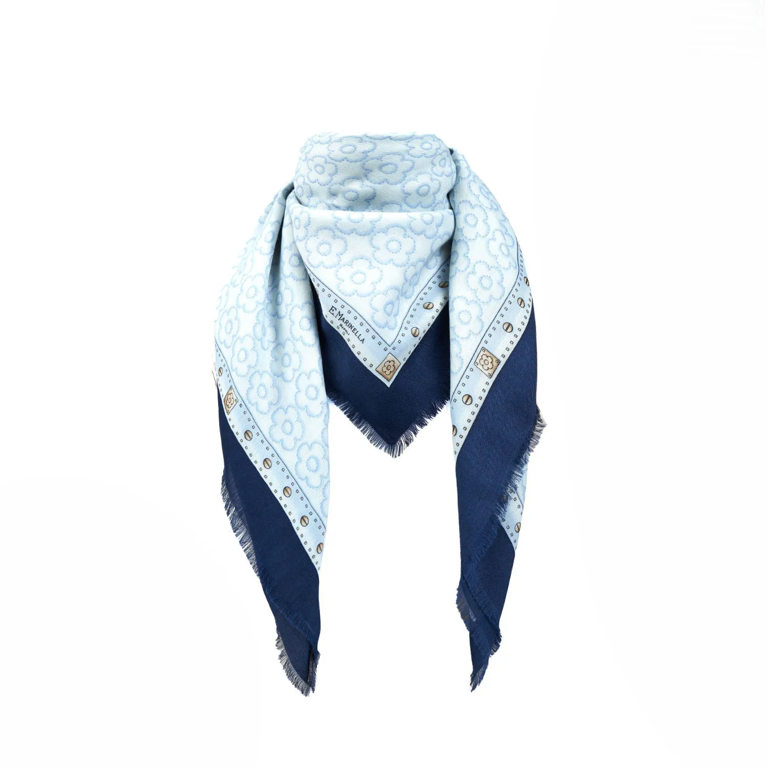 BLUE STOLE 115 IN WOOL, SILK AND CASHMERE