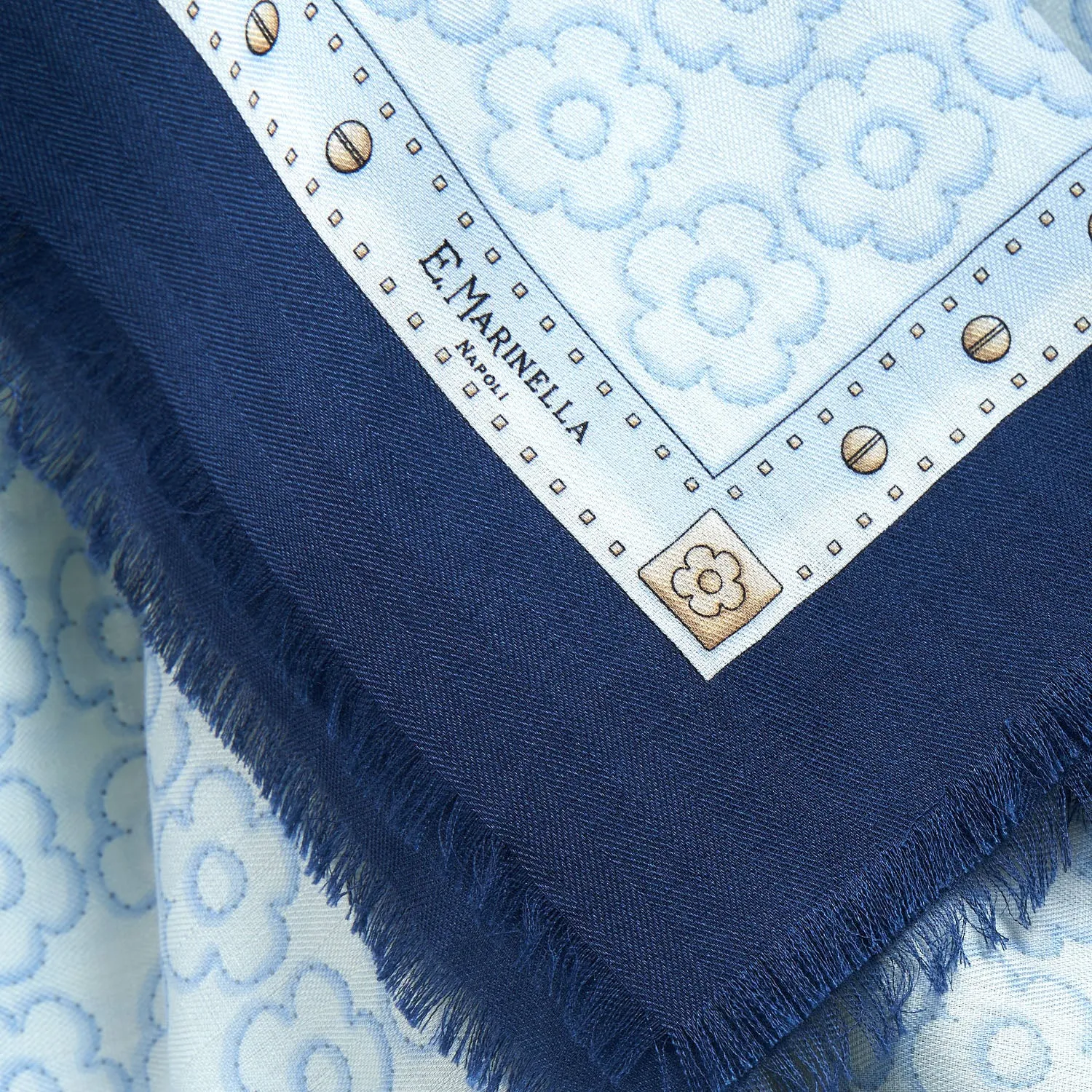 BLUE STOLE 115 IN WOOL, SILK AND CASHMERE