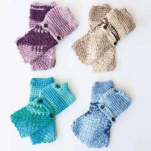 Caron Crochet Cozy Posy Fingerless Gloves