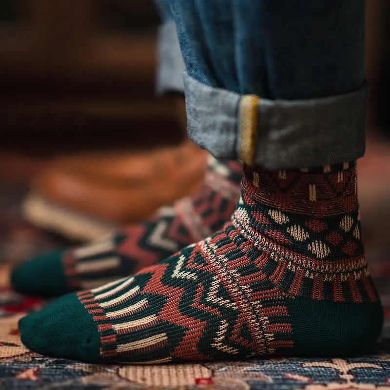 Colored Tribal-Like Pattern Cotton Socks