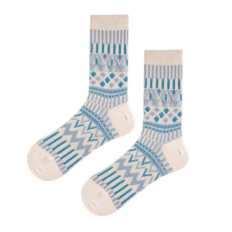 Colored Tribal-Like Pattern Cotton Socks