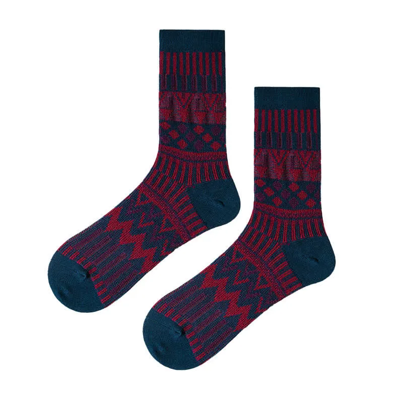 Colored Tribal-Like Pattern Cotton Socks