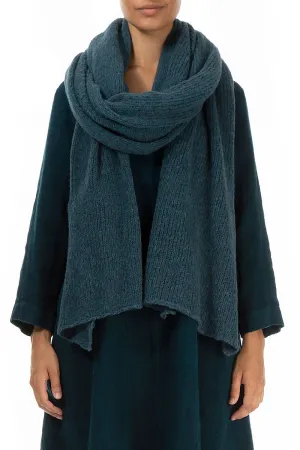 Extra Long Teal Soft Wool Scarf