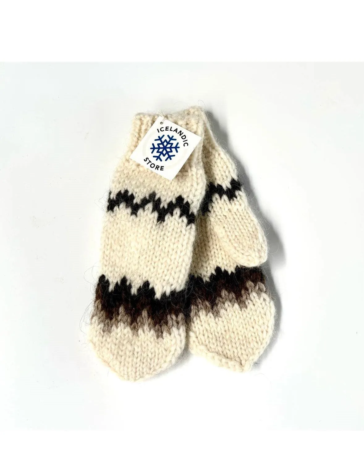 Handknit Wool Mittens - White