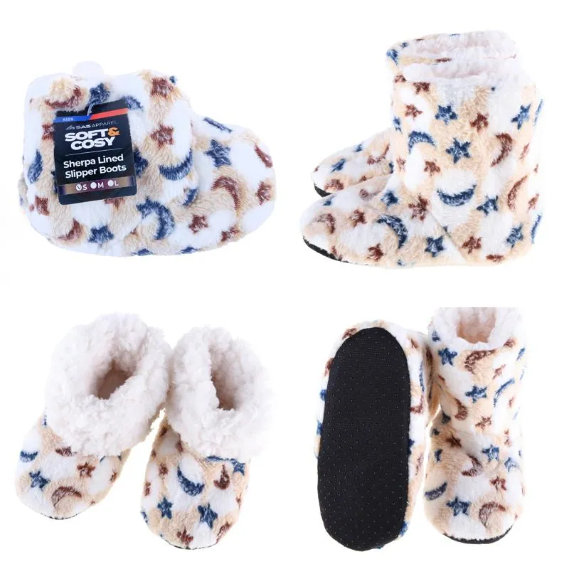 Kids Slippers Boots Sherpa Lined