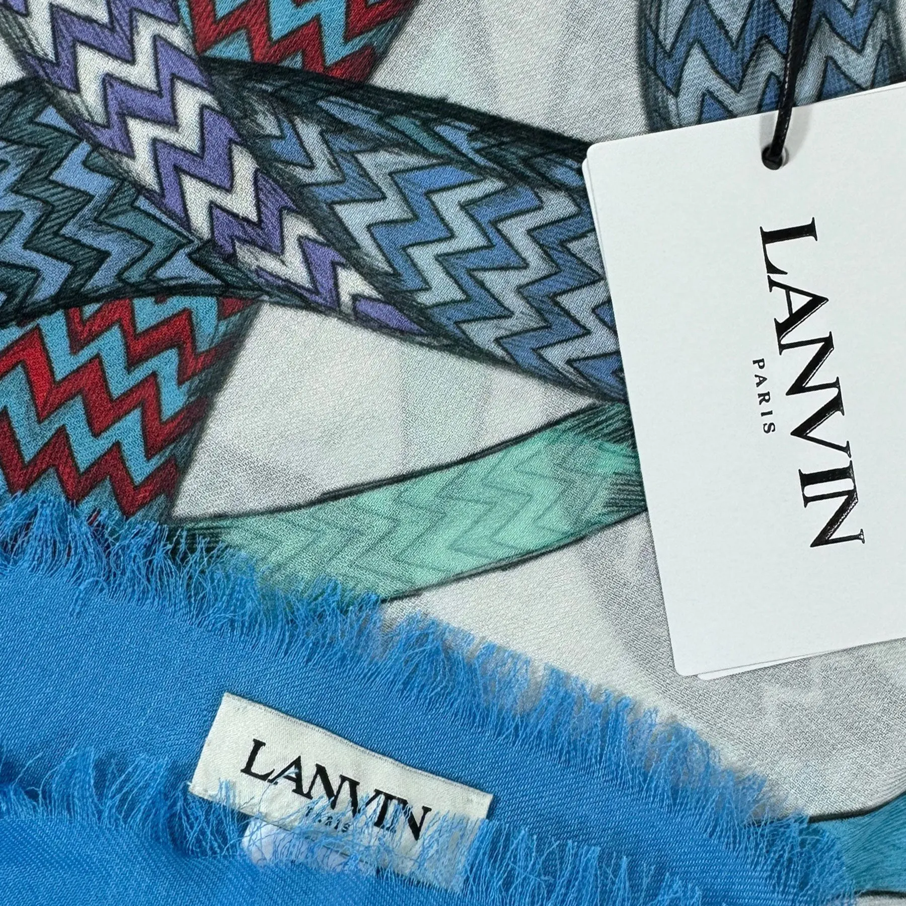 Lanvin Scarf Blue Design - Extra Large Modal Cashmere Wrap