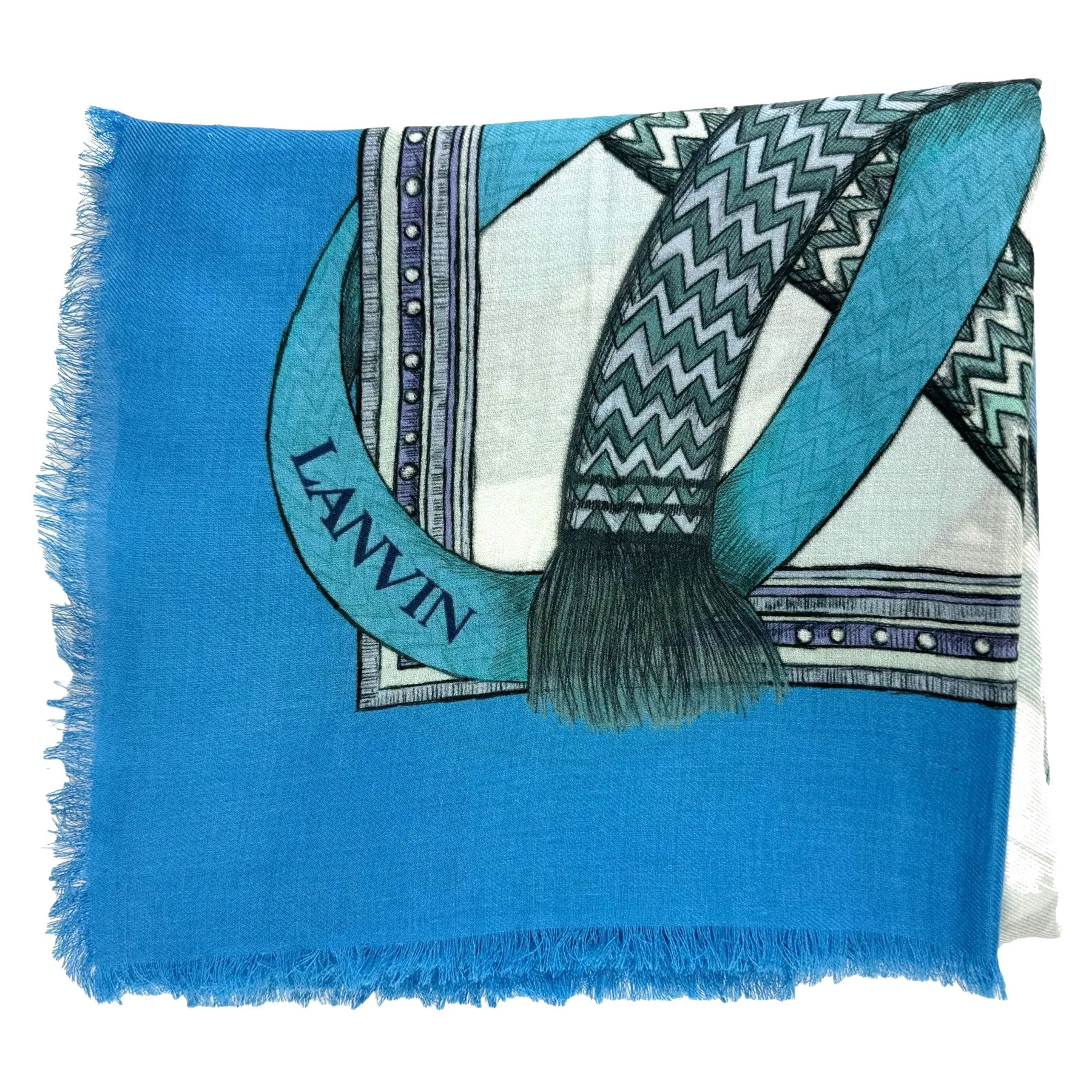 Lanvin Scarf Blue Design - Extra Large Modal Cashmere Wrap