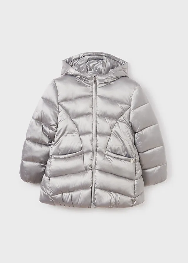 Mayoral Girls Metallic Silver Puffer Coat