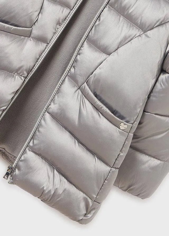 Mayoral Girls Metallic Silver Puffer Coat