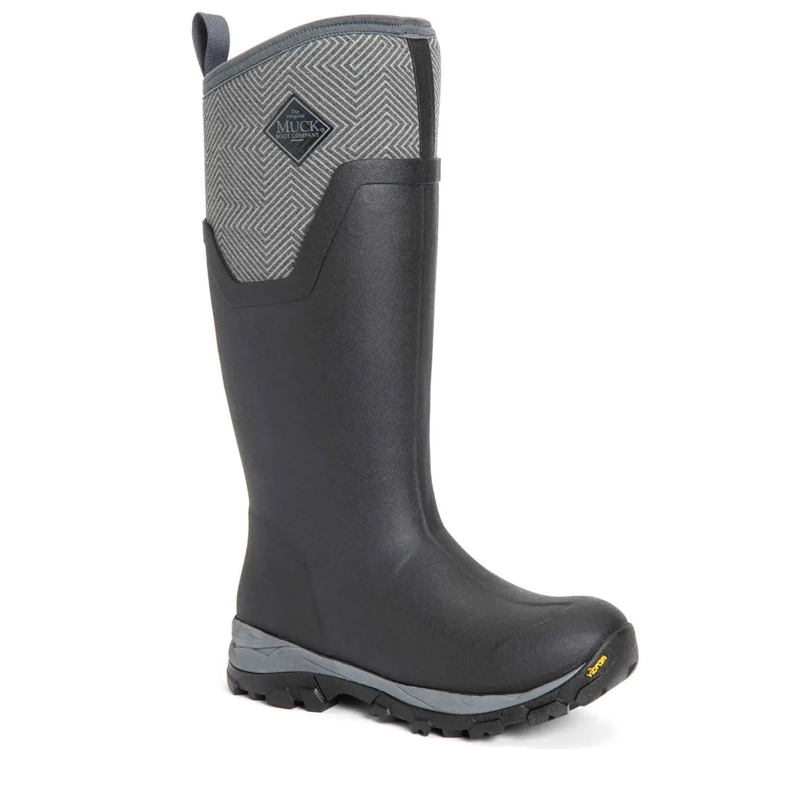 Muck Boots Arctic Ice Tall Rubber Black/Grey Geometric Wellington Boots