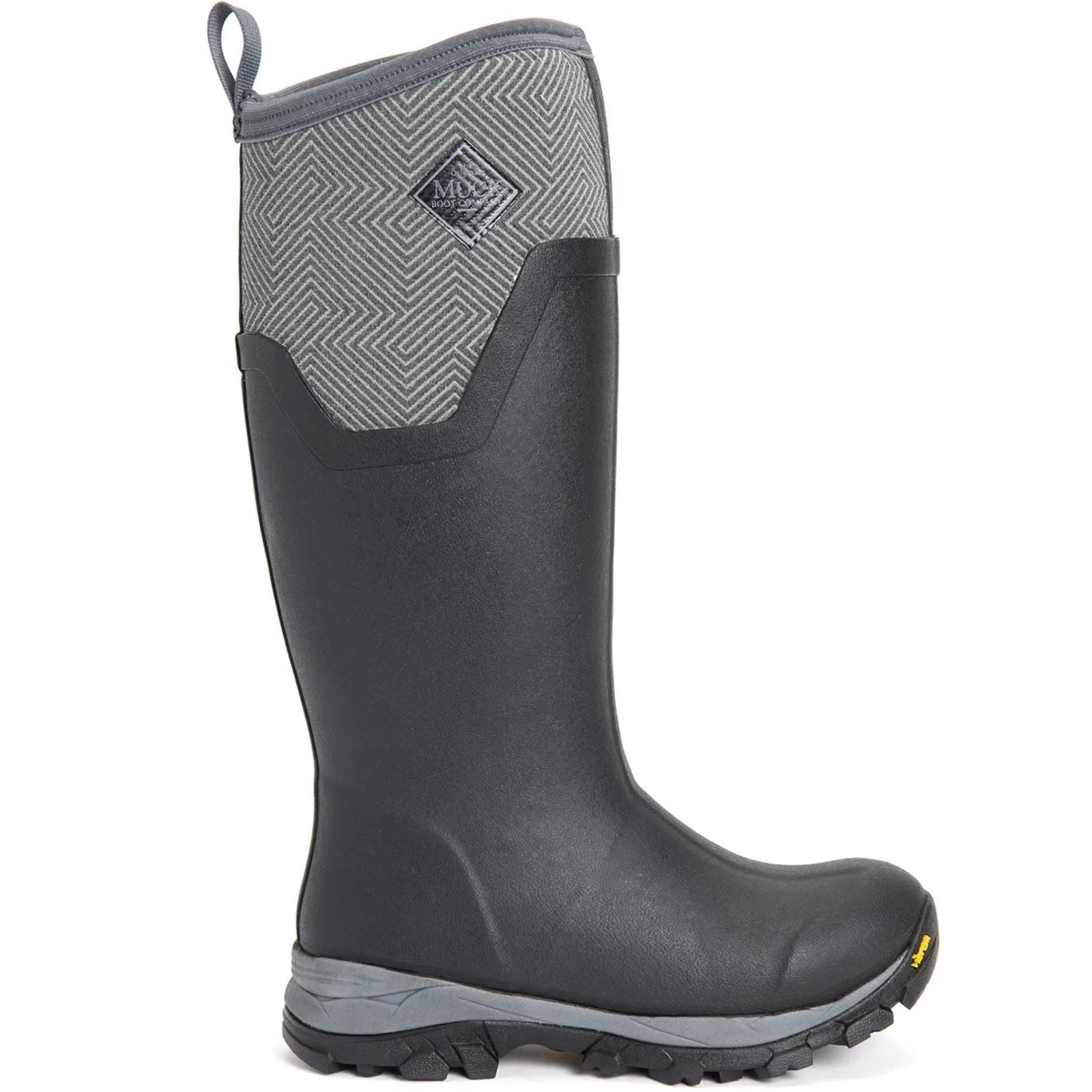 Muck Boots Arctic Ice Tall Rubber Black/Grey Geometric Wellington Boots