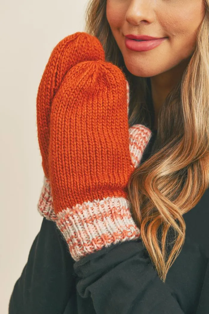 MULTICOLOR CUFF AND THUMB FLEECE MITTENS