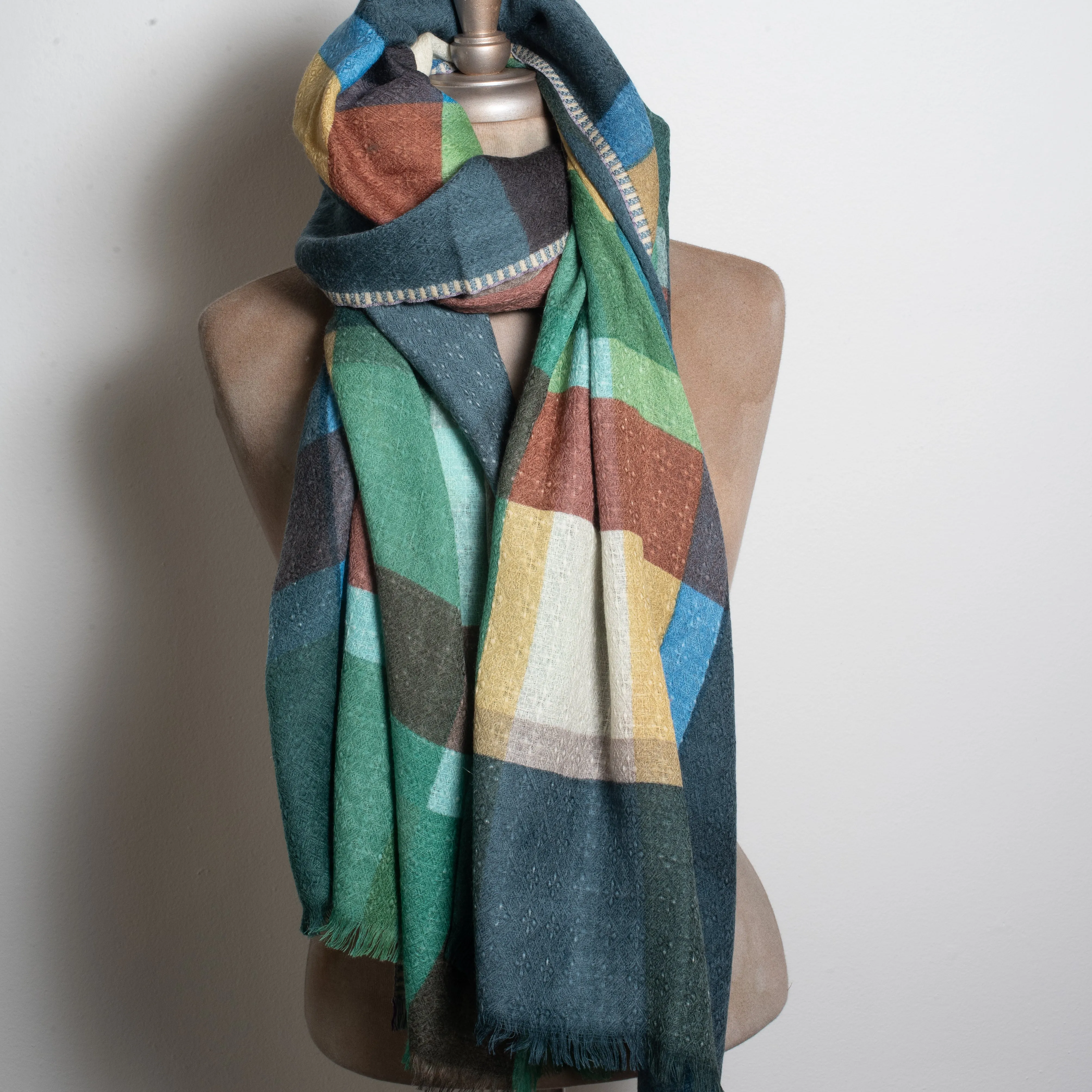 Épice Check 5 Scarf/Stole (emerald)