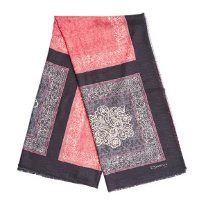 PINK BLACK WOOL AND SILK STOLE