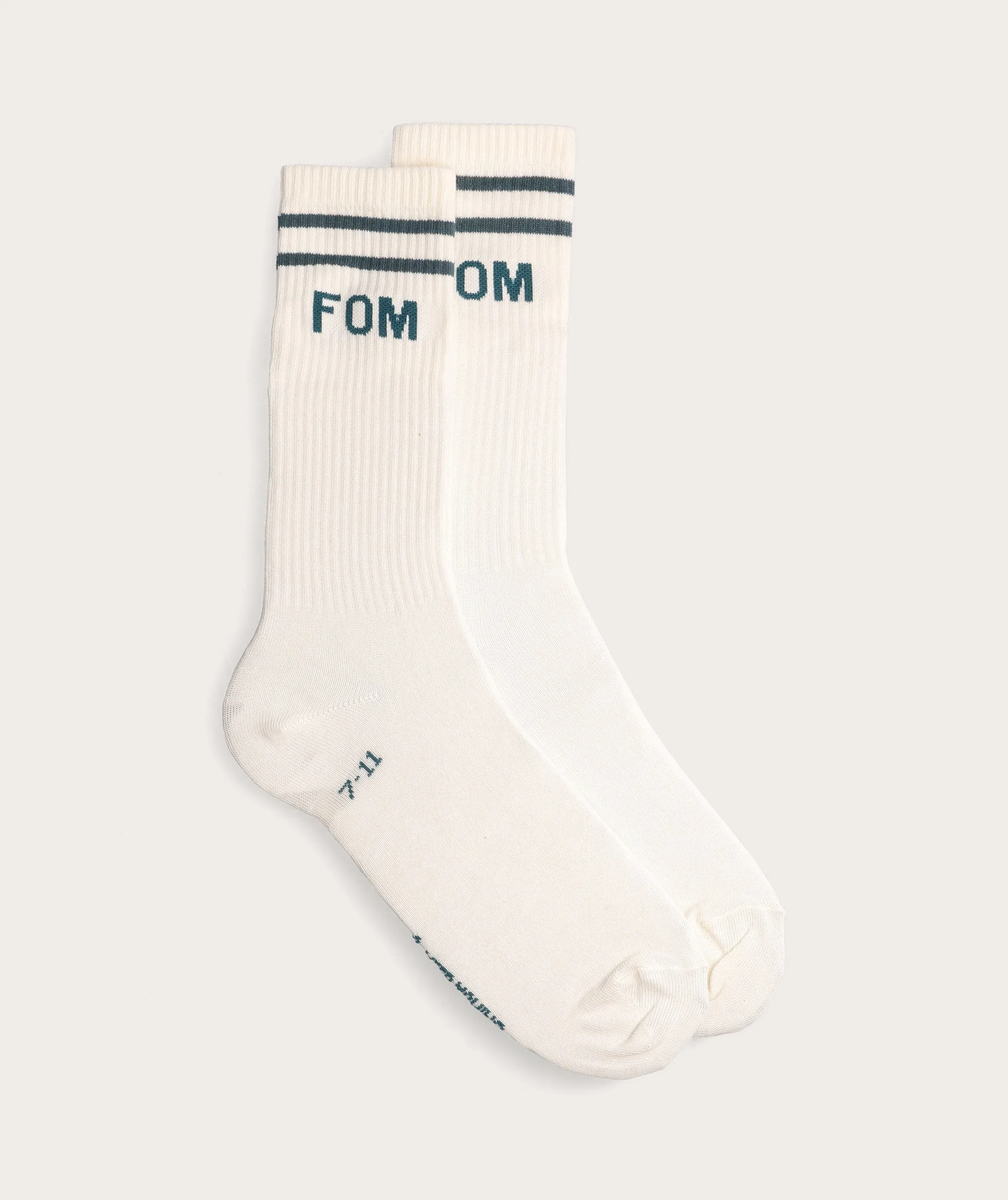 Socks FOM Crew Ivory/ Storm Stripes (Size 7-11)