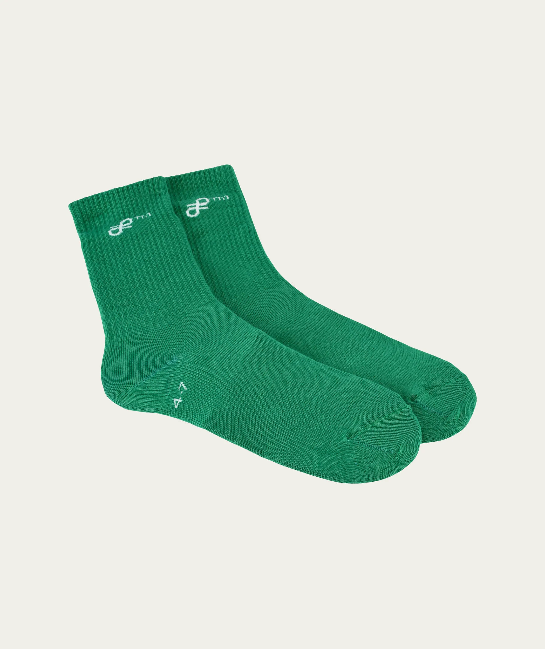 Socks FOM Crew Twin Pack - Green Knot & White FOM (Size 4-7)