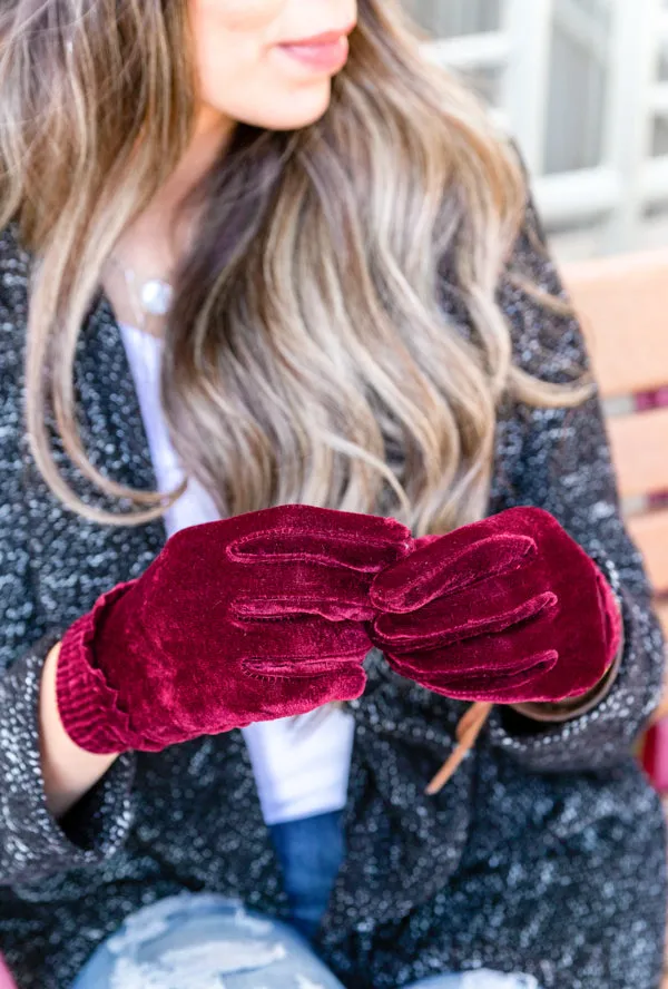 Velvet Gathered Gloves