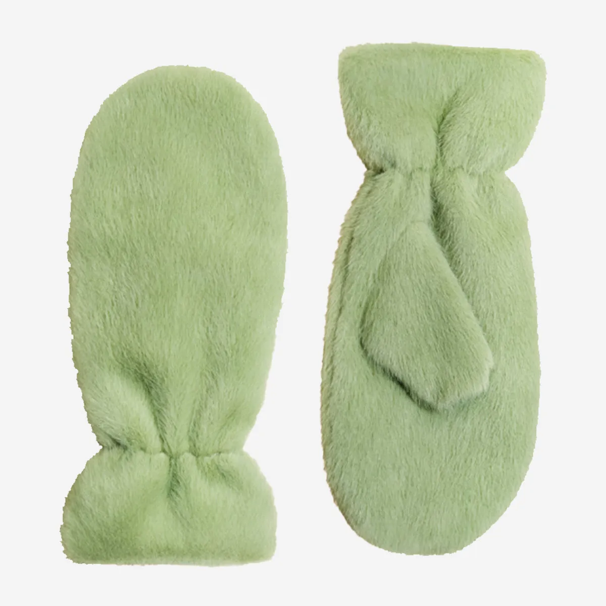 WOMAN'S FLUFFY TEDDY MITTENS - SAGE