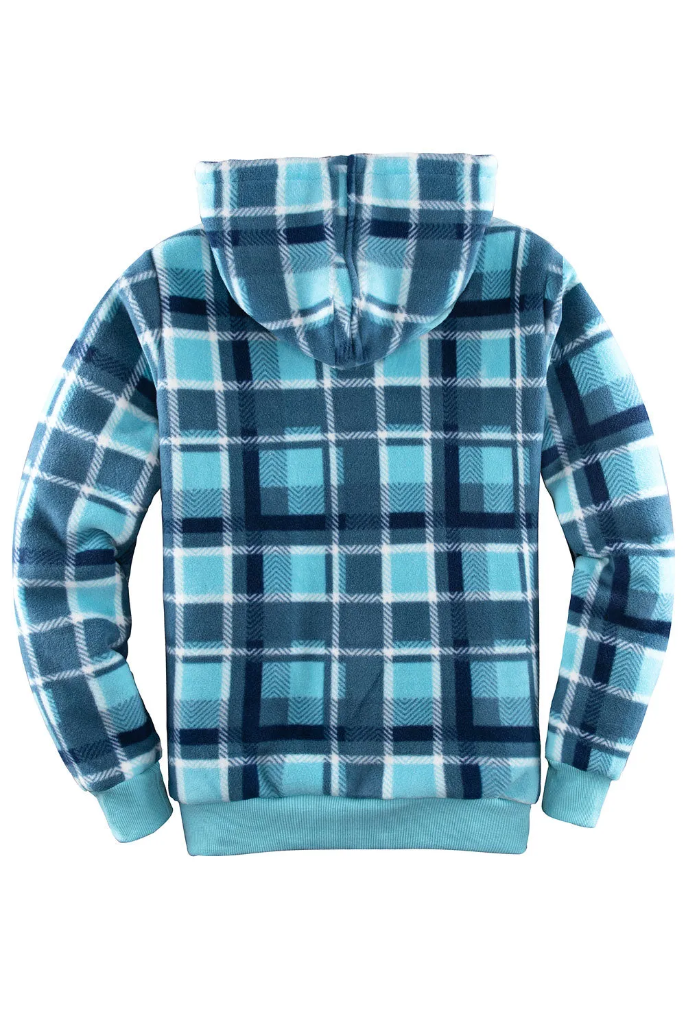 Women's Sherpa Lined Hoodie Jacket Plaid Zip Up Hooded Sweatshirt