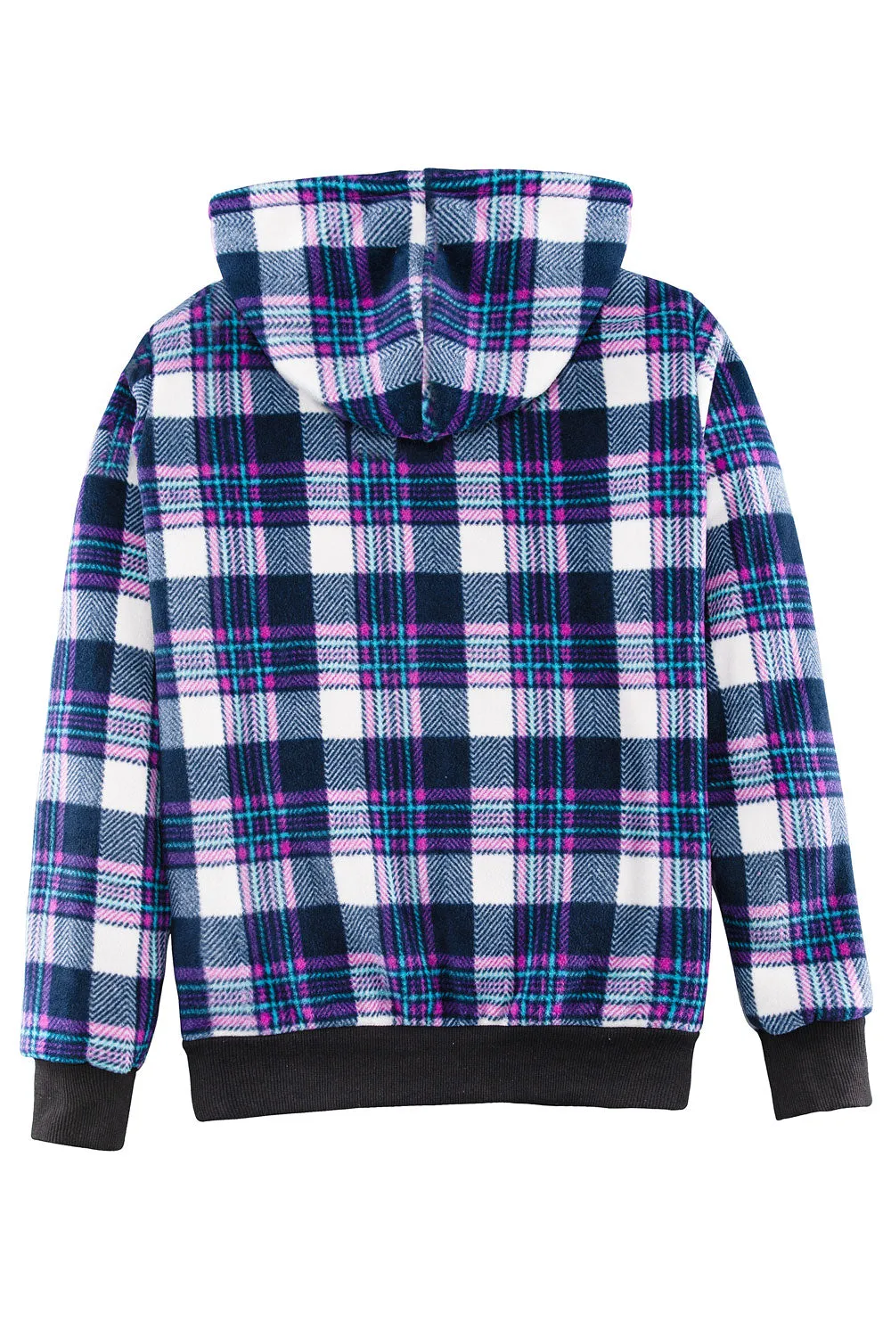 Women's Sherpa Lined Hoodie Jacket Plaid Zip Up Hooded Sweatshirt