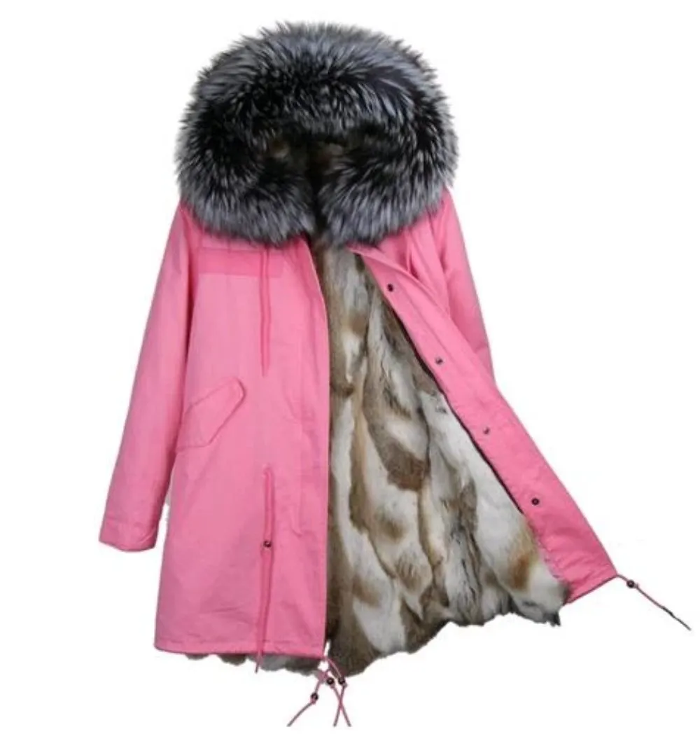 Women's Winter Casual Hooded Long Warm Parka With Raccoon Fur