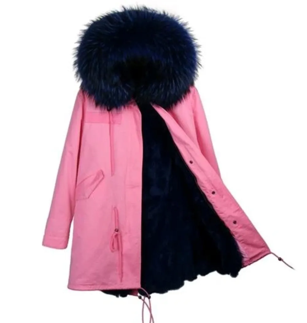 Women's Winter Casual Hooded Long Warm Parka With Raccoon Fur