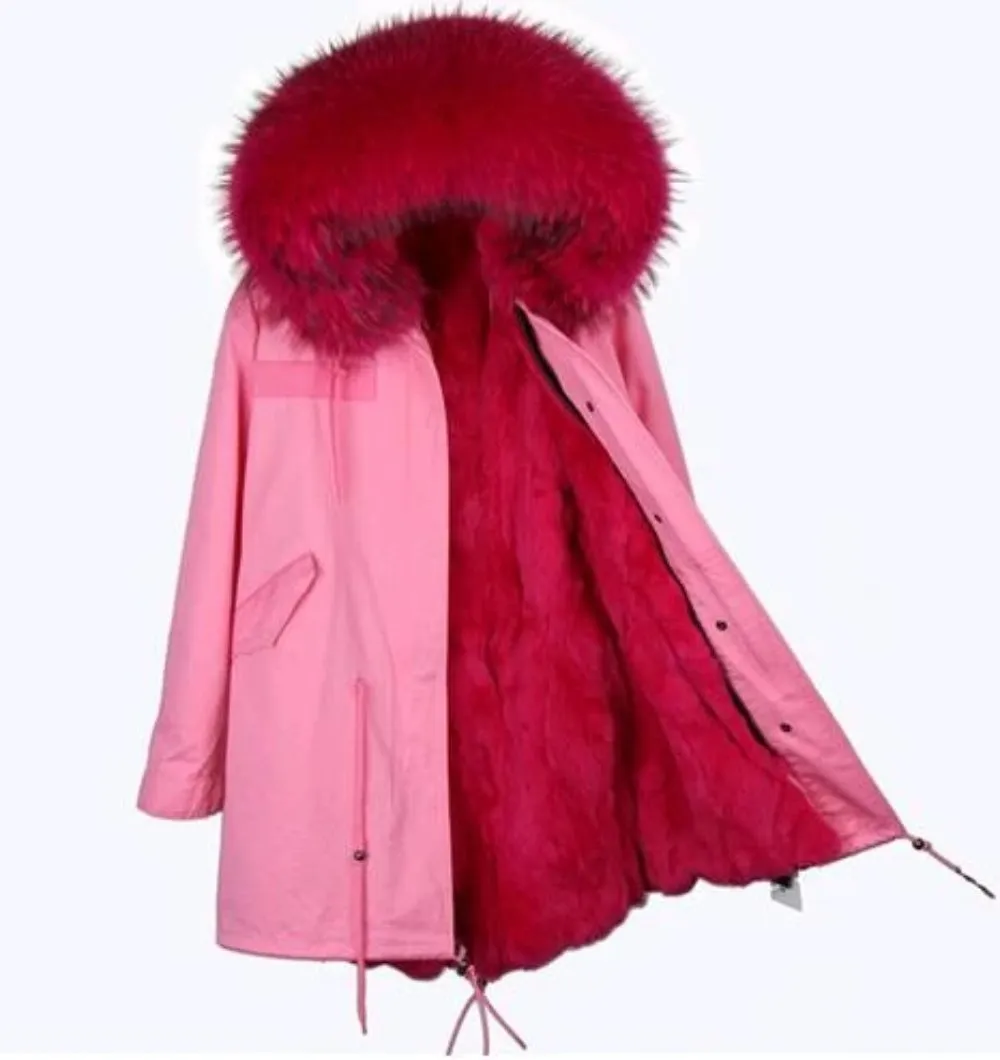 Women's Winter Casual Hooded Long Warm Parka With Raccoon Fur