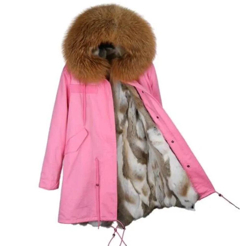 Women's Winter Casual Hooded Long Warm Parka With Raccoon Fur