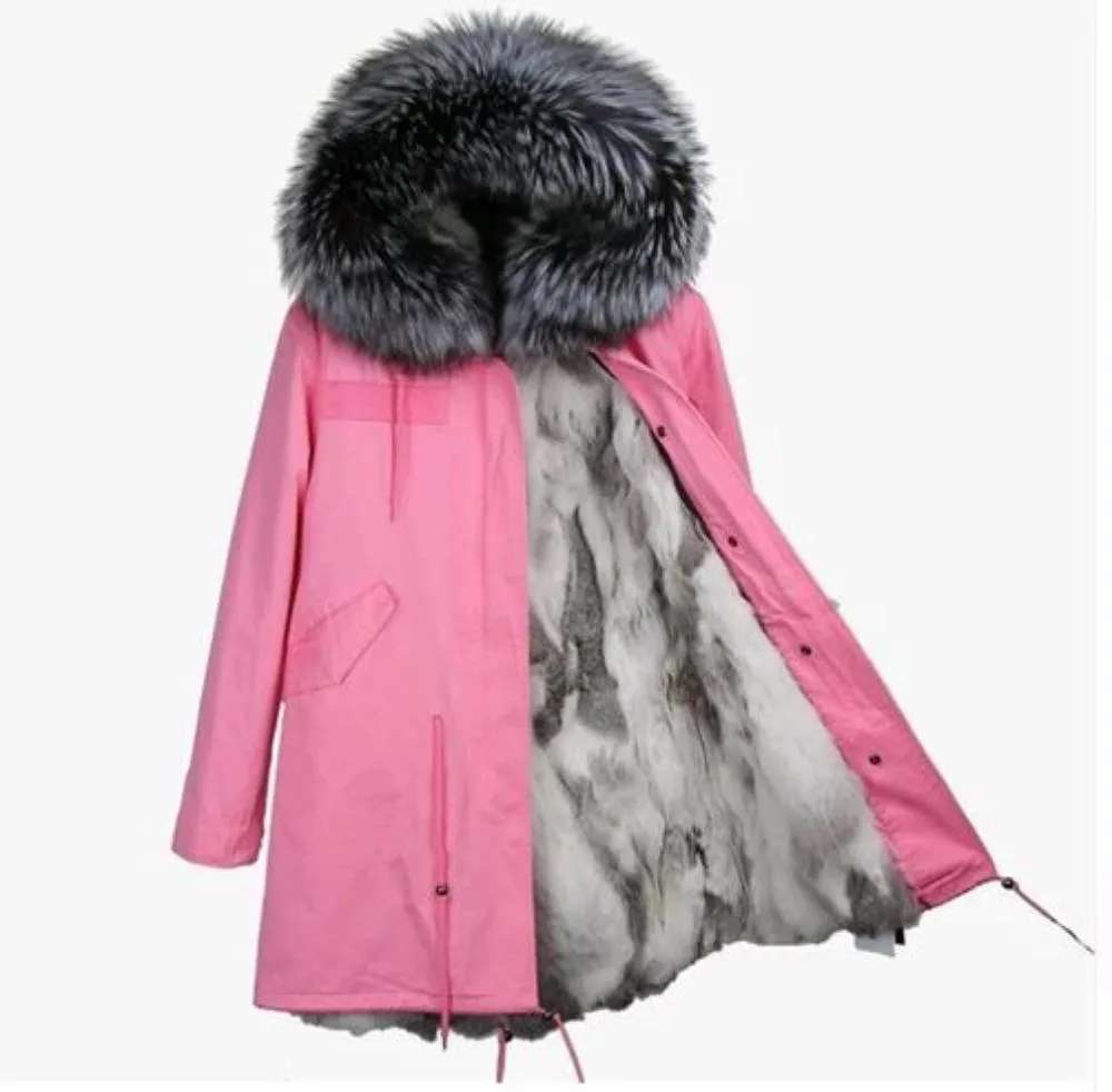 Women's Winter Casual Hooded Long Warm Parka With Raccoon Fur