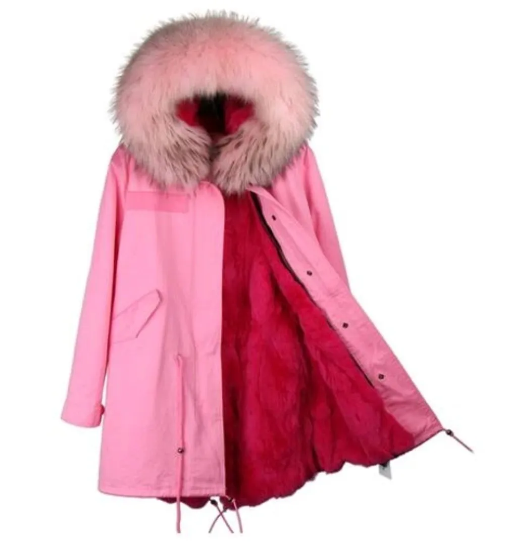 Women's Winter Casual Hooded Long Warm Parka With Raccoon Fur