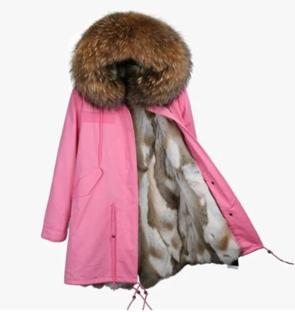 Women's Winter Casual Hooded Long Warm Parka With Raccoon Fur