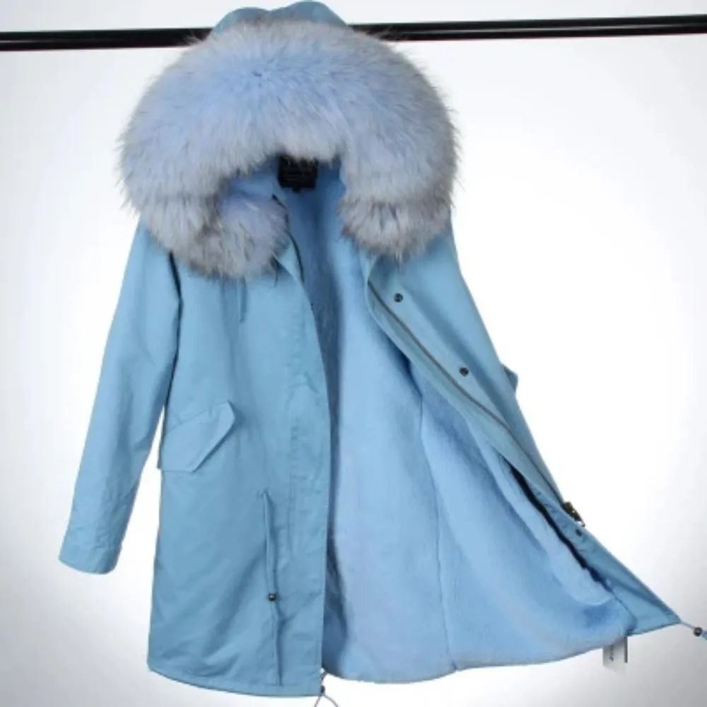 Women's Winter Casual Hooded Thick Long Parka With Raccoon Fur