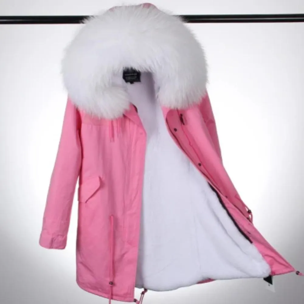 Women's Winter Casual Hooded Thick Long Parka With Raccoon Fur