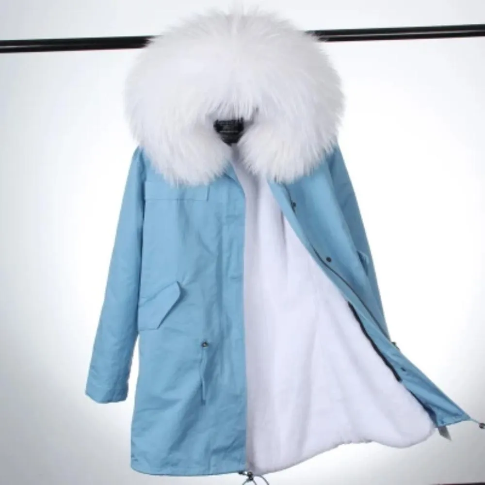 Women's Winter Casual Hooded Thick Long Parka With Raccoon Fur