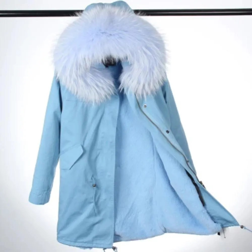 Women's Winter Casual Hooded Thick Long Parka With Raccoon Fur