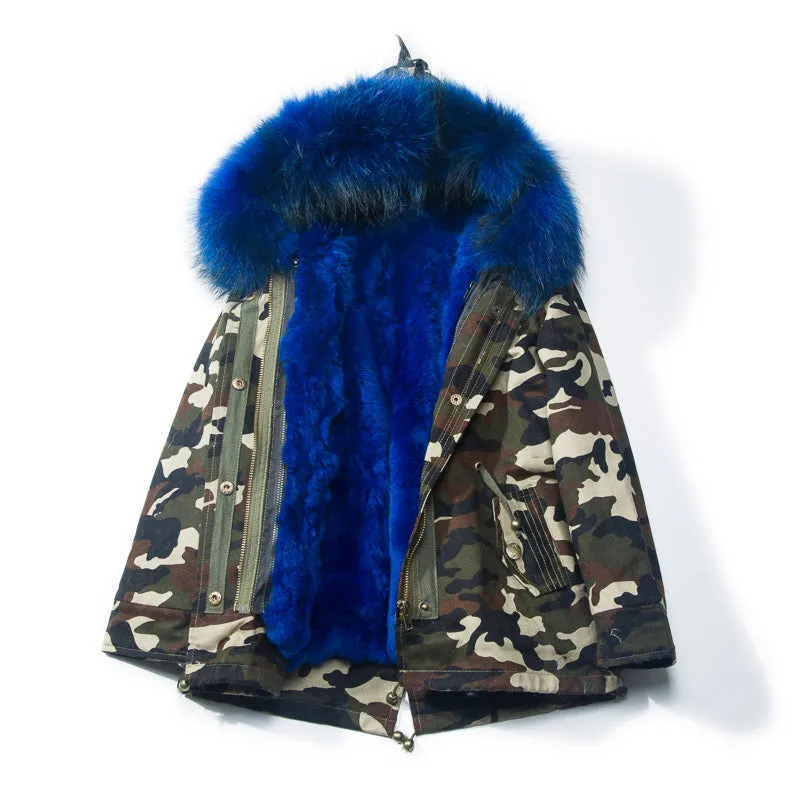 Women's Winter Casual Hooded Warm Short Parka With Raccoon Fur